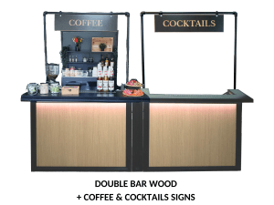 coffee cocktail en coffee backbar wood